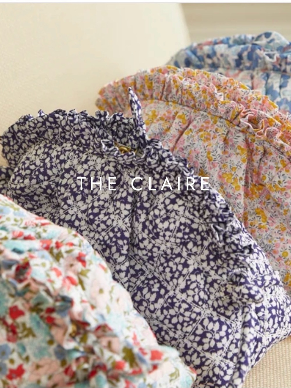 Pamela Munson The Claire Liberty of London Quilted Blue Floral Bag Ruffle